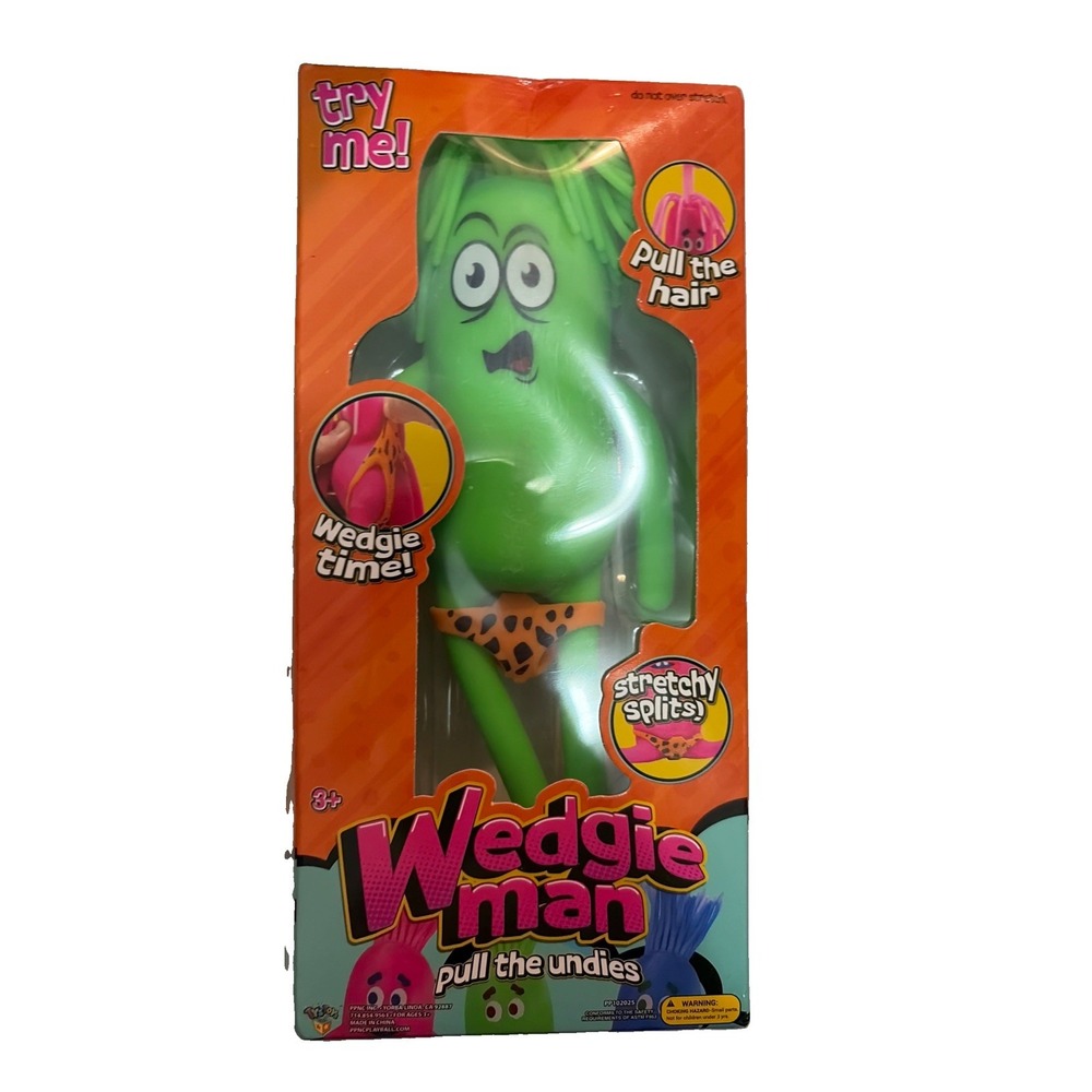 Wedgie Man Stretchy Splits Toy Green Novelty Fidget Figure NIB Damaged Box